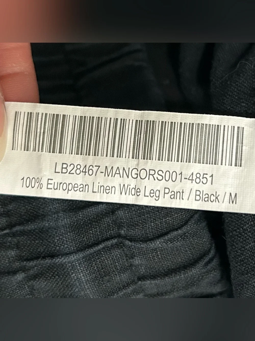 Quince 100% European Linen Wide Leg Pants Women’s Size M Drawstring Waist Black